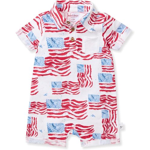 Burt's Bees Baby baby-boys Polo Rompers, 100% Organic Cotton One-piece Coverall and Layette Set
