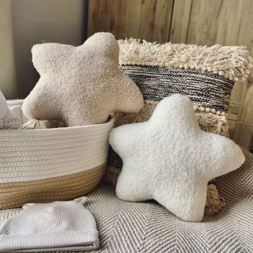 Star Pillow, Nursery Decor, Baby Shower Gift, Newborn, Baby’s Room, Gender Neutral, Beige, Cushion, Pink Blue Star
