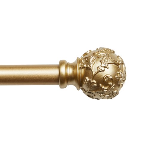 Exclusive Home Vine 66-in to 120-in Gold Iron Side Single Curtain Rod with Finials