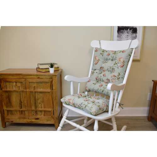 Floral Rocking Chair Cushion Set – Rose Print Seat and Back Cushions with Non-Slip Gripper Bottom