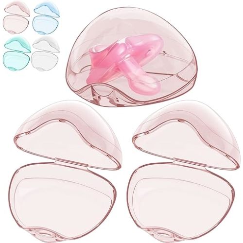 Smlpuame Pacifier Case,3 Pack BPA Free Pacifier Holder Case,Transparent Container Box for Baby Binky（Not Included),Essential Pacifier Accessories,Alway Keep Paci Clean,Easy to Clean(Pink)
