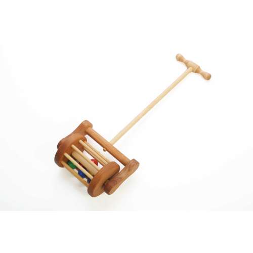 Papa Don’s Classic Lawnmower Push Toy - Beautiful Traditional Wooden Toy for New Walkers! - Colorful Rolling Ball Toy