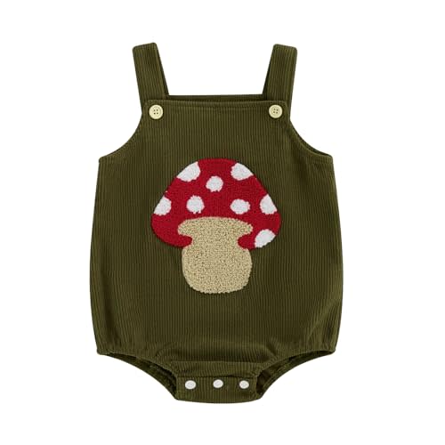 Licupiee Infant Boy Girl Ladybug Romper Spring Baby Clothes Embroidery Bee Corduroy Bodysuit Animal Print Sleeveless Overalls