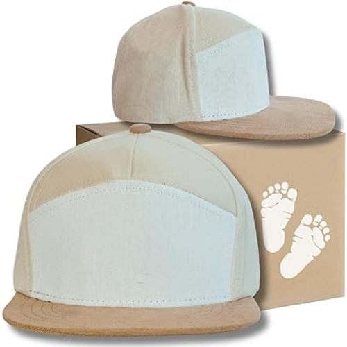 Let's Get Cozy Snapback Hat - Baby & Infant Flat Bill Hats (Brown, 6-24 Months)
