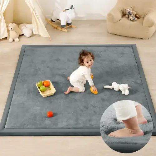 PaPaMat Baby Play Mat for Floor, 118" x 79" x 1.5" Thick Upgrade Flannel/Coral - TikTok Shop