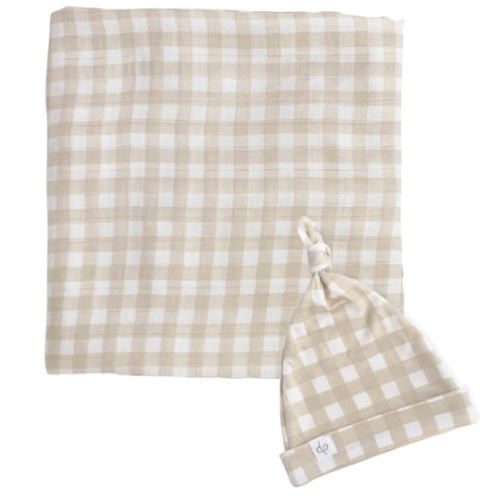 Gingham Swaddle Set- Swaddle and Topknot – Dear Perli
