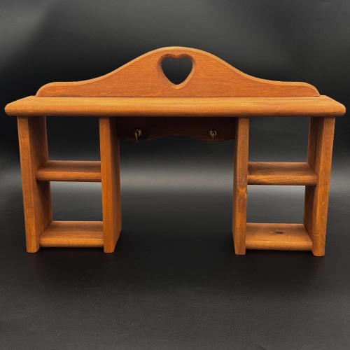 Vintage Wooden Wall Shelf Heart Cutout Country Farmhouse Mini Rustic Display