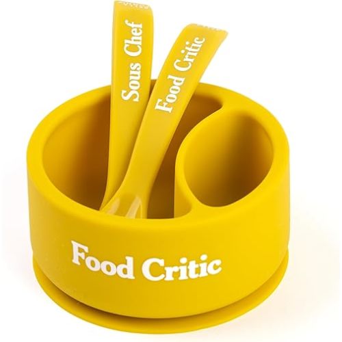 Bella Tunno Silicone Suction Bowl & Spoons for Toddlers & Babies, Food Grade BPA Free Silicone, Non Slip Base, Microwave & Dishwasher Safe, Ideal Baby-Led Weaning Bowl, Miss Mess/Love First Bite