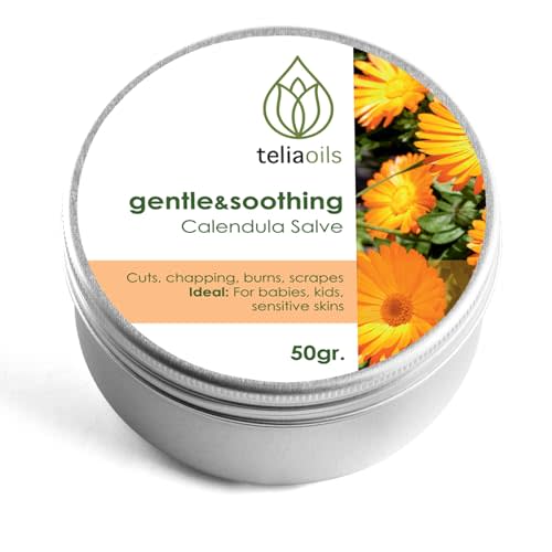 Calendula Salve (Marigold) For Baby Skin and Facial Use. Soothing Herbal Cream for Rashes, Irritated Skin, Dry Skin and Chapped Skin 50 Ml / 1.7 Oz