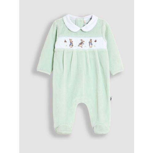 Mint Peter Rabbit Velour Smocked Collared All-In-One