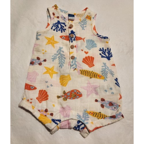 NWT Old Navy Fish Ocean Print Sleeveless Short Romper Baby Girl
