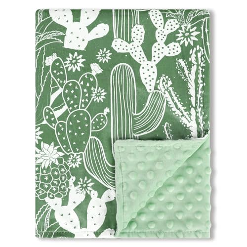 DAYEEBALL Baby Blankets for Girls, Toddler Newborn Blanket Double Layer with Dotted Backing Crib Receiving Blanket for Toddler Nursery Bed Blanket, Cactus, 30x40 Inches
