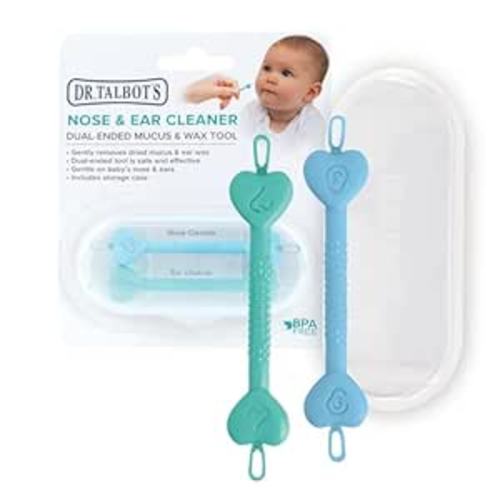 Dr. Talbot’s Baby Safe Nose and Ear Cleaner Set with Hygienic Travel Case, Gentle Dual-Ended Easy Mucus and Wax Remover Tool, 2 Pack, Neutral Colors