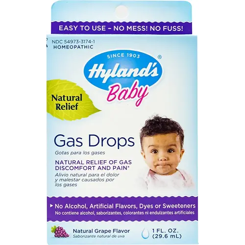 Hyland’s Naturals Gas Drops for Babies, Natural Gas Relief, Grape Flavor, 1 Fl Oz