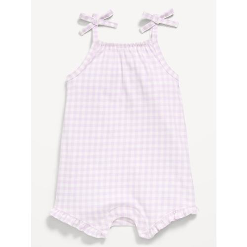 Printed Sleeveless Tie-Strap Romper for Baby