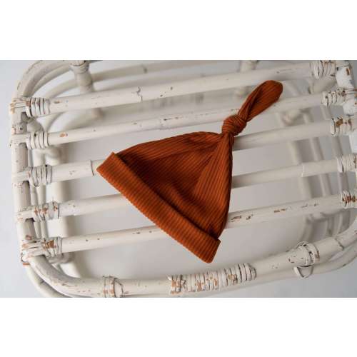 Adjustable Ribbed Top Knot Hat - Ginger