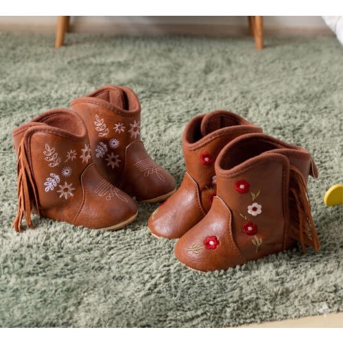 Cowboy Booties for baby | Cute Floral Western Toddler Boots | Newborn Cowgirl Shoes | Country Photo Prop
