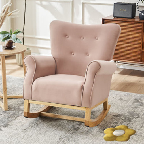 Red Barrel Studio® Modern Armrest Rocking Chair Velvet Upholstered Accent Tuft Chair | Wayfair