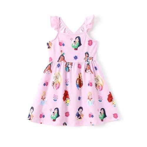 Disney Princess Minnie Mouse Frozen Elsa Girls Dress Ruffle Sleeveless Criss Cross Sundress Summer Clothes Baby to Toddler