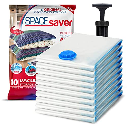 10 Pack Small Vacuum Storage Bags for Comforters, Blankets & Clothes – Vacuum Sealed Compression Bags with Hand Pump – Space Saver Storage Bags for Bedding, Moving, Travel & Organization