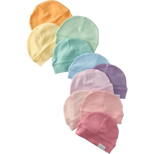 Charlie 10-Pack Caps 100% Organic Cotton Beanie Hats for Newborn and Baby Girls, Boys, Unisex