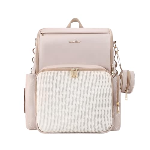 vosmles Stylish Baby Diaper Bag, Baby Bag with Changing Pad, Pacifier Case& Stroller Straps, Large Diaper Backpack Boy Girl, Water Resistant Travel Diaper Backpack for Mom Dad
