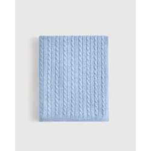 Luxe Cable Knit Cashmere Baby Blanket in Faded Denim