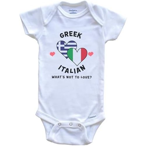 Greek Italian What's Not to Love Heart Flags Baby Bodysuit