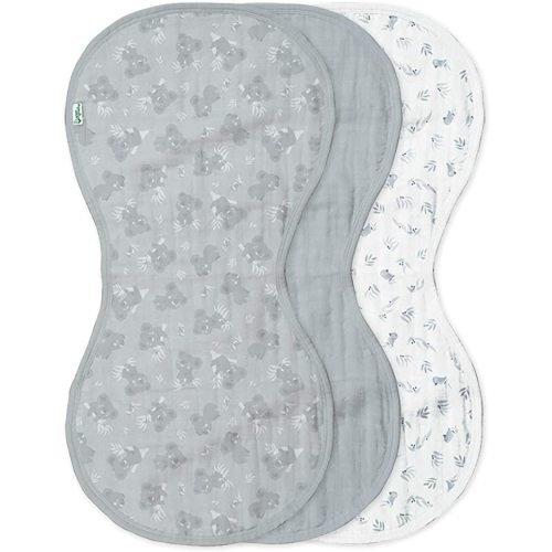 Green Sprouts Muslin Burp Cloths Made from Organic Cotton 4 Absorbent, Super Soft Layers Protect from Sniffles, Drips & Drools 100% Organic Cotton Muslin Machine Washable, Gray - Gray Koala