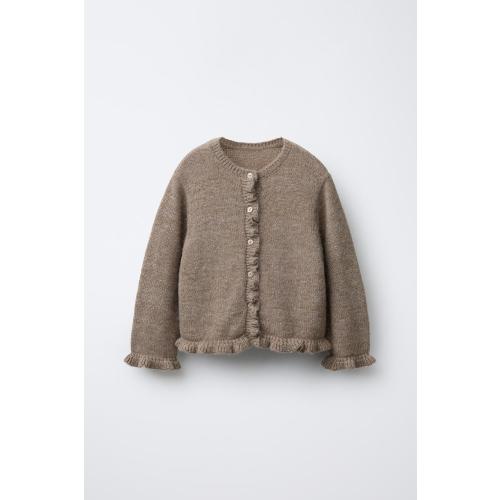 RUFFLED WOOL KNIT CARDIGAN - Light beige | ZARA United States