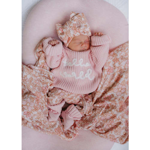 'Hello World' Chunky Knit Jumper | Baby Pink – Little and Fern