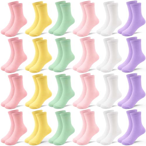 Kids Crew Socks, Mid Cut Socks for Toddler Kids Boys Girls(1-13 Years), 24 Pairs Athletic Mid Calf Socks Multipack