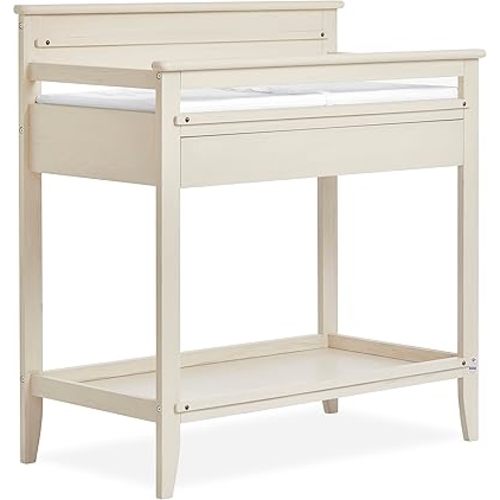 Bayfield Changing Table in Glazed Brush White, BSA & Greenguard Gold Certified, Made of Sustainable New Zealand Pinewood, Easy to Assemble, Non-Toxic Finish
