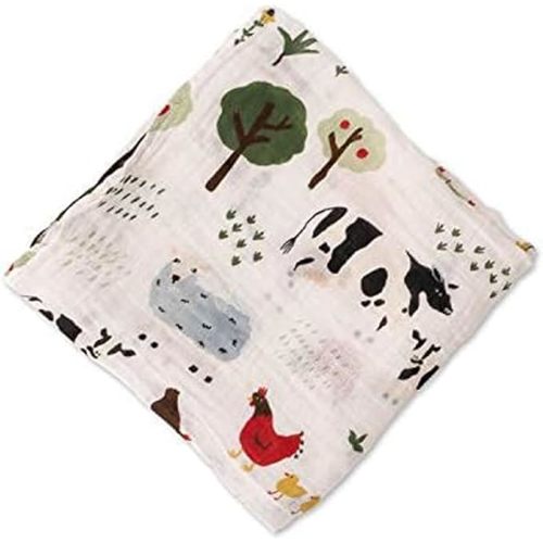 100% Organic Cotton Muslin Swaddle | Newborn Receiving Blanket | Baby Wrap | Boy, Girl, Unisex | Soft, Lightweight, Breathable | Burping, Nursing | 44" x 44" | Family Farm