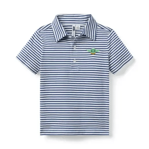 Boy Blueberry Navy Stripe STAR WARS Striped Yoda Polo by Janie and Jack