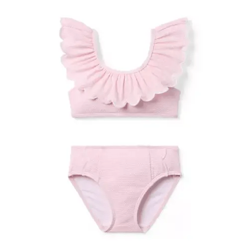 Girl Bubble Pink Textured Ruffle 2-Piece Swimsuit by Janie and Jack