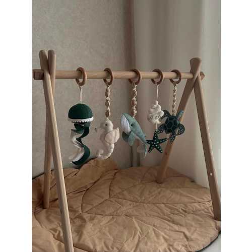 Baby Play Gym Handmade Toys, Ocean Baby Gym with Sea Animals, Baby Gym with Hanging Toys, Handmade Felt Sea Mobile Toys, Whale, Jellyfish