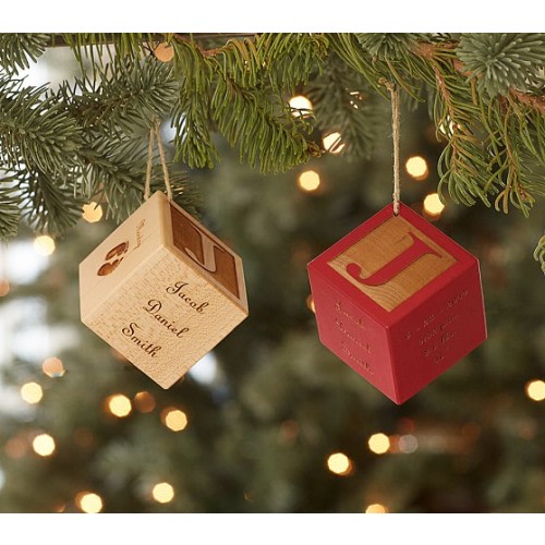 Personalized Baby Wooden Block Ornament - Natural
