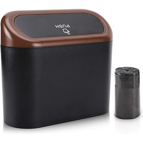 Accmor Car Trash Can with Lid, Leakproof Vehicle Trash Bin Auto Dustbin Organizer, Waterproof Mini Garbage Bin Trash Container with Garbage Bag for Automotive Car, Home, Office, Kitchen