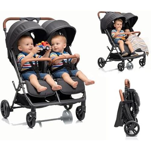 Ultra-Light Double Stroller,Large Wheels,30.5" Wide,Side by Side