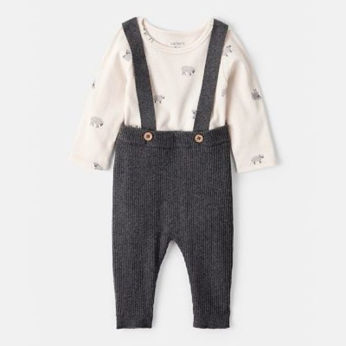 Baby Boy Carter's Sheep Print Cotton Long-Sleeve Overall Set