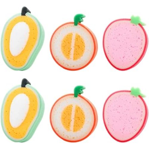6pcs Fruit Body Wash Baby Shower Sponge Infant Bath Sponge Fruit Shaped Bath Sponge Baby Washing Sponge Baby Bath Sponge Fruit-Shaped Bath Sponge Cartoon Bath Towel