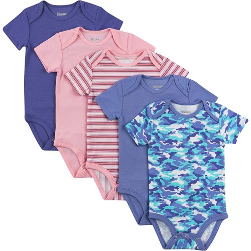 Hanes Baby Bodysuits, Ultimate Flexy Short Sleeve for Boys & Girls, 5-Pack