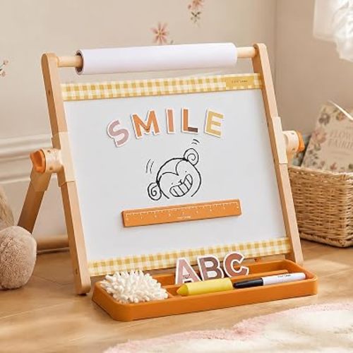 Tiny Land Tabletop Kids Art Easel, 5-Level Magnetic Drawing Board