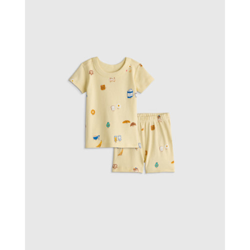 100% Organic Cotton Short Sleeve and Shorts Pajama Set in Animal Faces