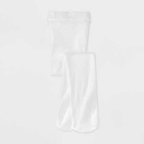 Baby 'Bows' Tights - Cat & Jack™ White 6-12M: High Waisted Knit Hosiery, Full Waistband Elastic