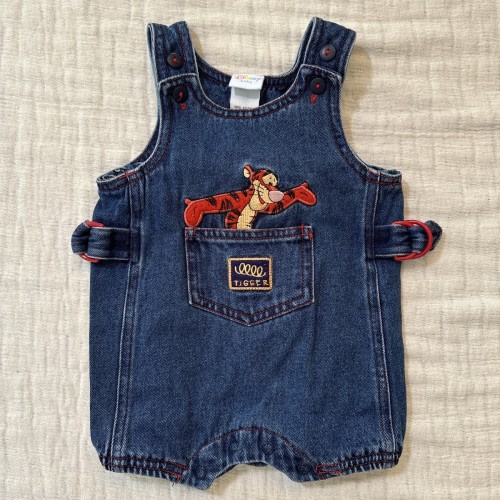 90’s Tigger Disney Baby Denim Jean Shortalls Overalls Vintage Size 0-3months