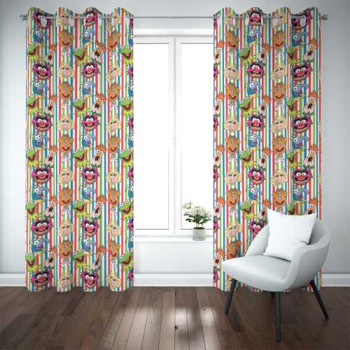 Muppets Blackout Curtains – 2 Panel Disney Nursery Window Set, Kermit & Friends Baby Room Decor