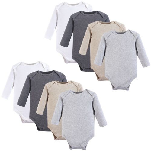 Hudson Baby Cotton Long-Sleeve Bodysuits 8pk, Heather Gray, Size: 6-9 months