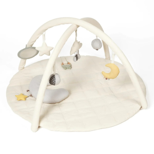 Organic Cotton Cozy Baby Playmat with Mirror, Tummy Pillow and 6 Toys